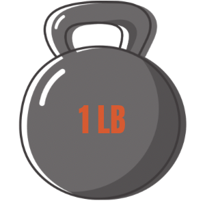 Gray weight labeled '1 LB' on a white background