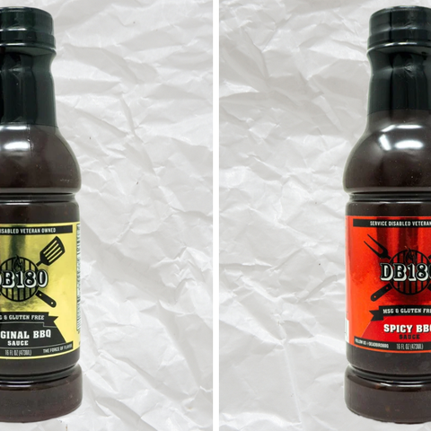 Assorted DB180 Premium Products BBQ sauces in a bundle, featuring various flavors in glass bottles with labels.