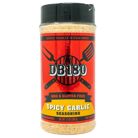 Spicy garlic BBQ rub from DB180 Premium Products, perfect for seasoning steaks in the Steak Trio Bundle.