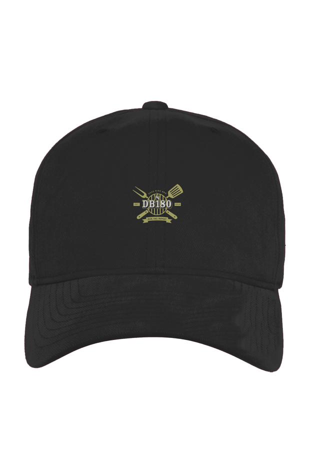 Black DB180 cap by Apliiq, a one-size hat with a classic design, shown on a plain background.