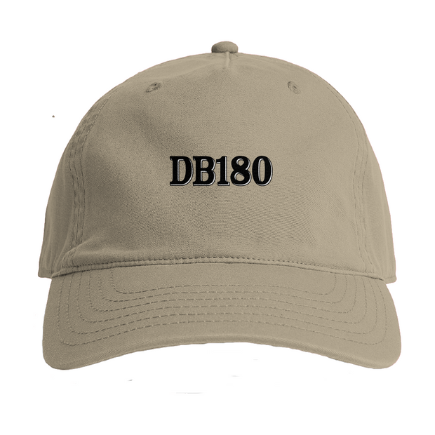 Apliiq DB180 embroidered logo cap, one-size beige hat with stitched logo detail, casual style for everyday wear.
