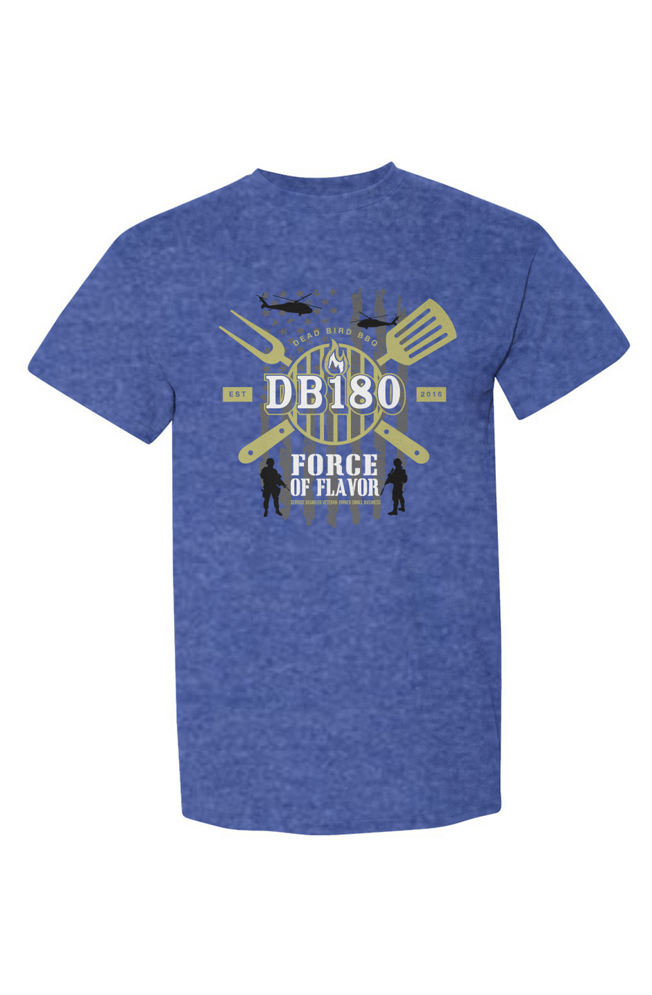 Apliiq DB180 Force Of Flavor Tee in Heather Sport Scarlet Red, dryblend BBQ T-shirt with graphic print, casual and comfortable.