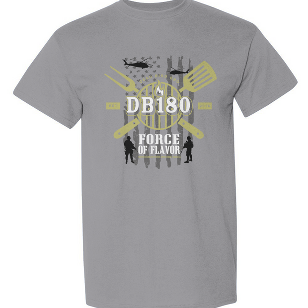Apliiq Force of Flavor dry blend t-shirt in graphite heather, showcasing a casual fit and stylish design on soft fabric.
