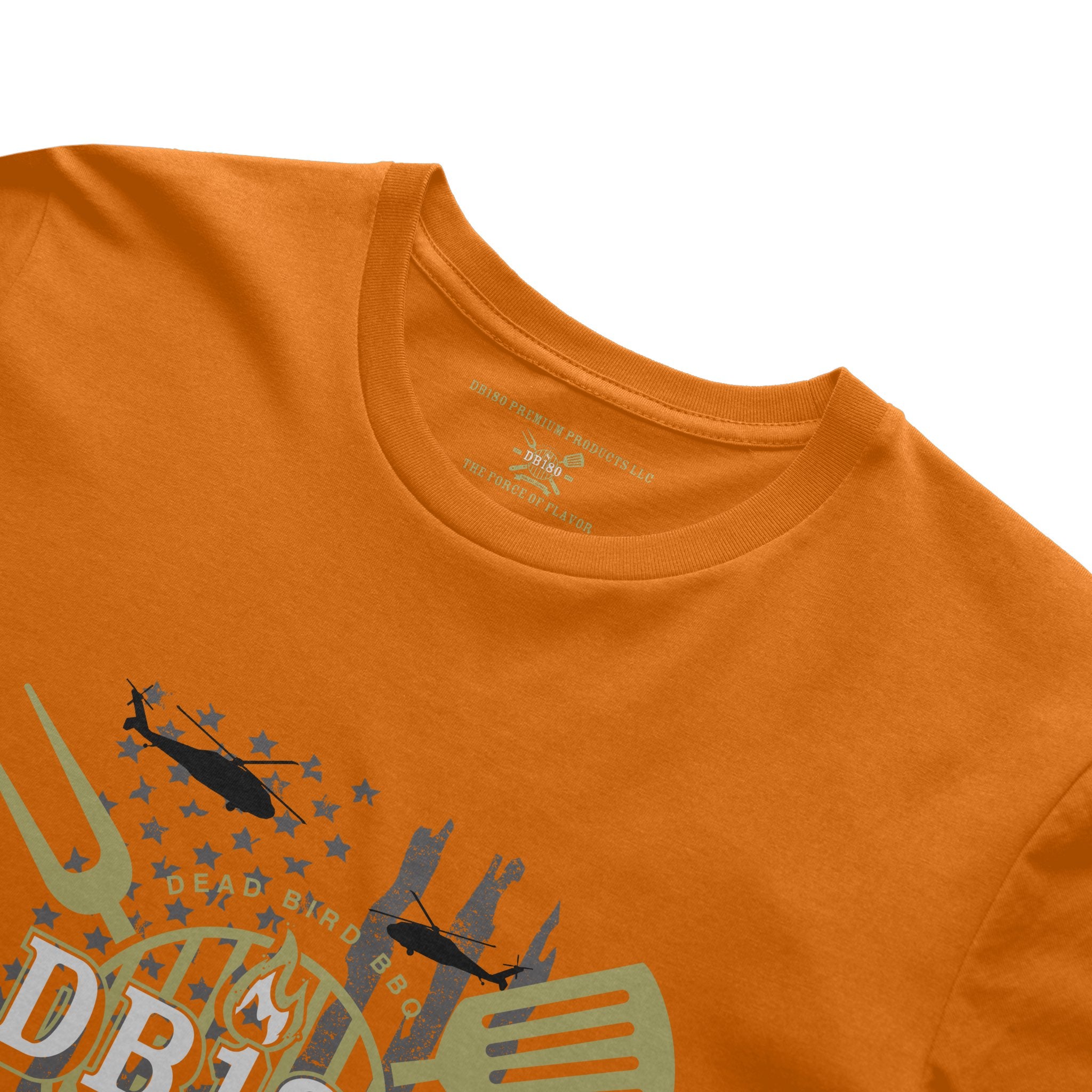 Apliiq DB180 DryBlend T-Shirt in safety orange, Force of Flavor Edition, featuring a casual fit and vibrant color.