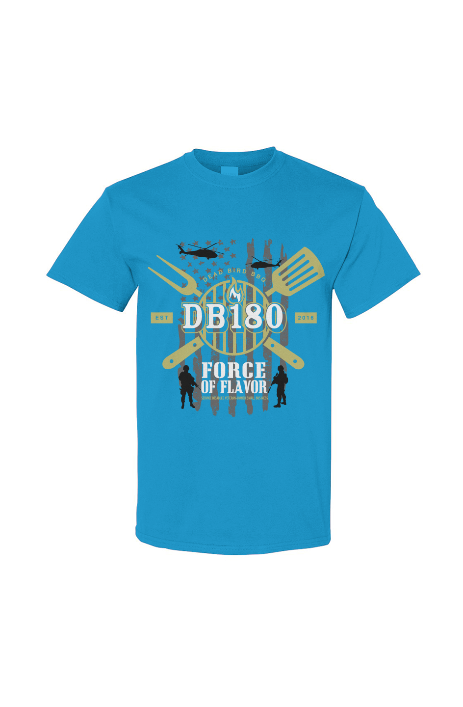 Apliiq DB180 Force Of Flavor cotton T-shirt in tropical blue, showcasing a relaxed fit with a stylish graphic design.