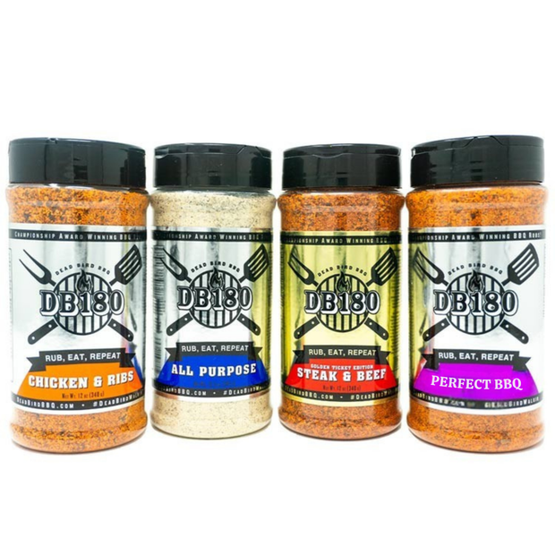 DB180 Premium Products BBQ Rub from the Competition BBQ Bundle, gluten-free seasoning and flavor pack for grilling and smoking.