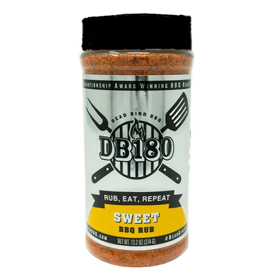 DB180 Premium Products gluten-free BBQ rub for pork, poultry, and more, featuring a sweet and savory seasoning blend in a complete set